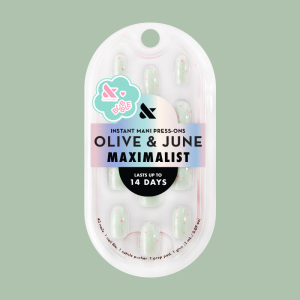 Teal Chrome Flower Shower - Press-On | Short | Round