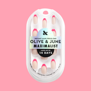 Hot Strawberry Velvet French - Press-On | Medium | Almond