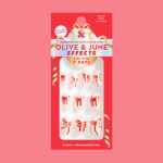 Red Chrome Bows - Tab Press-On | Short | Round